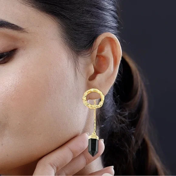 Colors of Brazil Obsidian Earrings in Goldtone 17.00 ctw - Picture 2 of 5